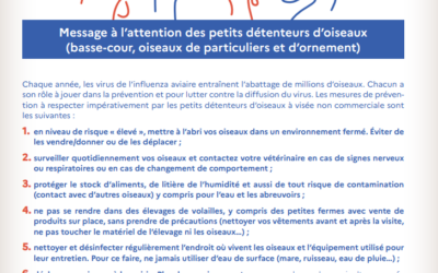 Arrêté préfectoral influenza aviaire hautement pathogène