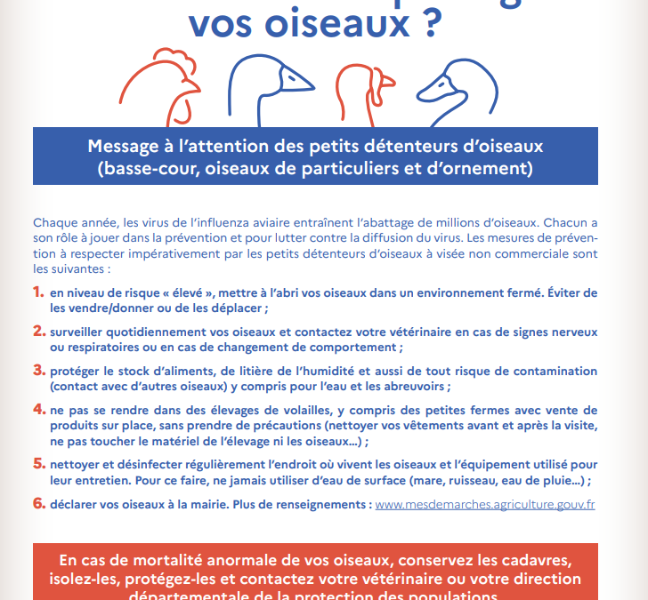 Arrêté préfectoral influenza aviaire hautement pathogène
